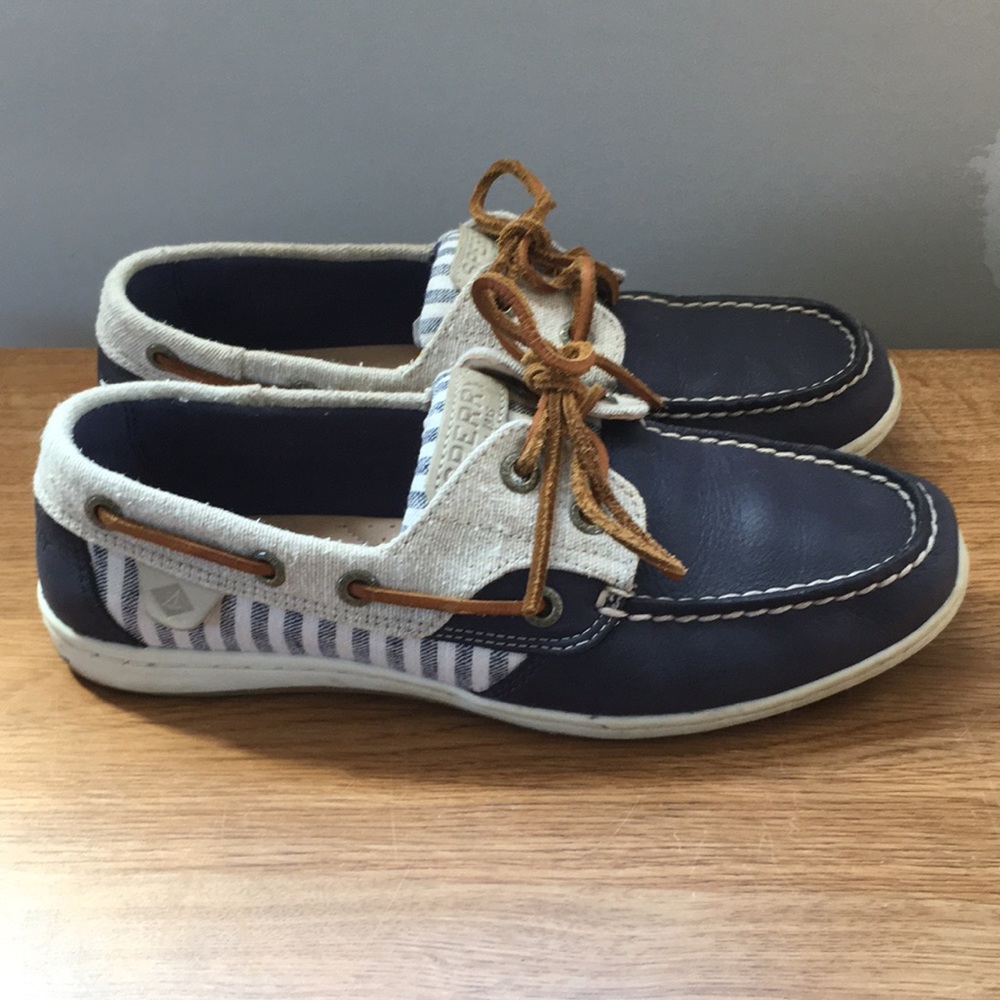 Sperry Top-Sider Boat Shoes Size Navy Blue Leather